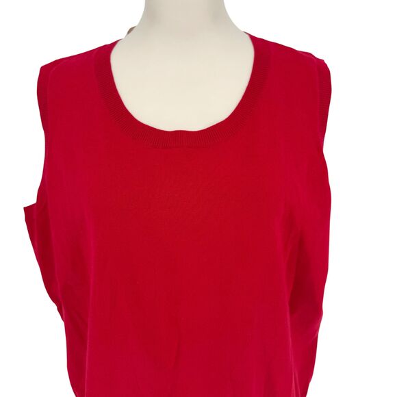 Talbots Sleeveless Knit Shell Vest Top 3XP PETITE Cotton Stretch Red Preppy NWT - Picture 4 of 13
